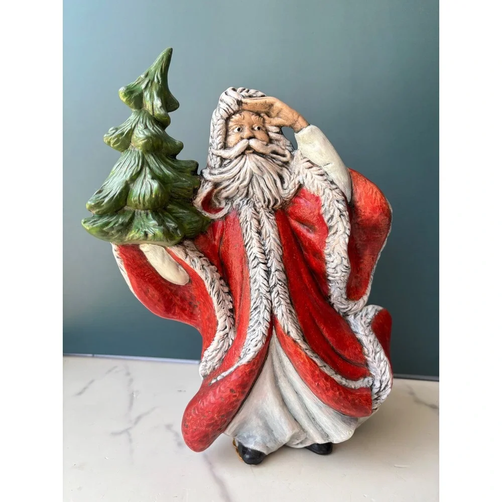 Vintage 1986 Ceramic Santa Claus Figurine Christmas Decor Old World Hand Paint